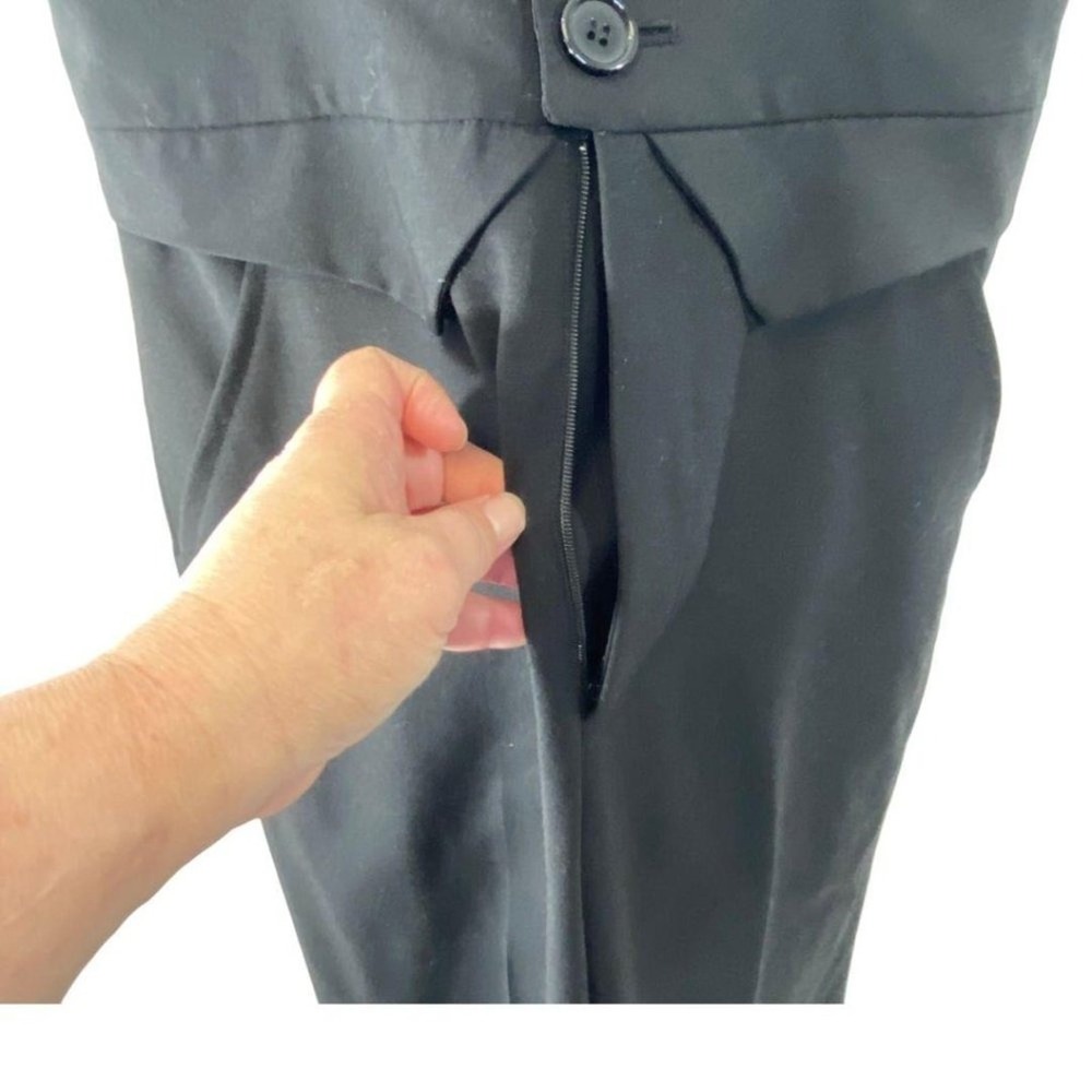 Alvin Valley‎ Womens Jumpsuite  Black 100% Wool Wide Leg Button Front Size 4/36 - Picture 5 of 11